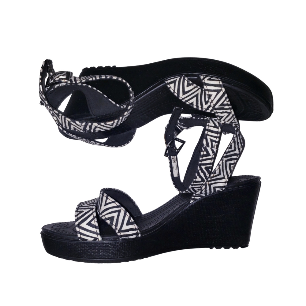 Crocs Printed Ankle Strap Wedge